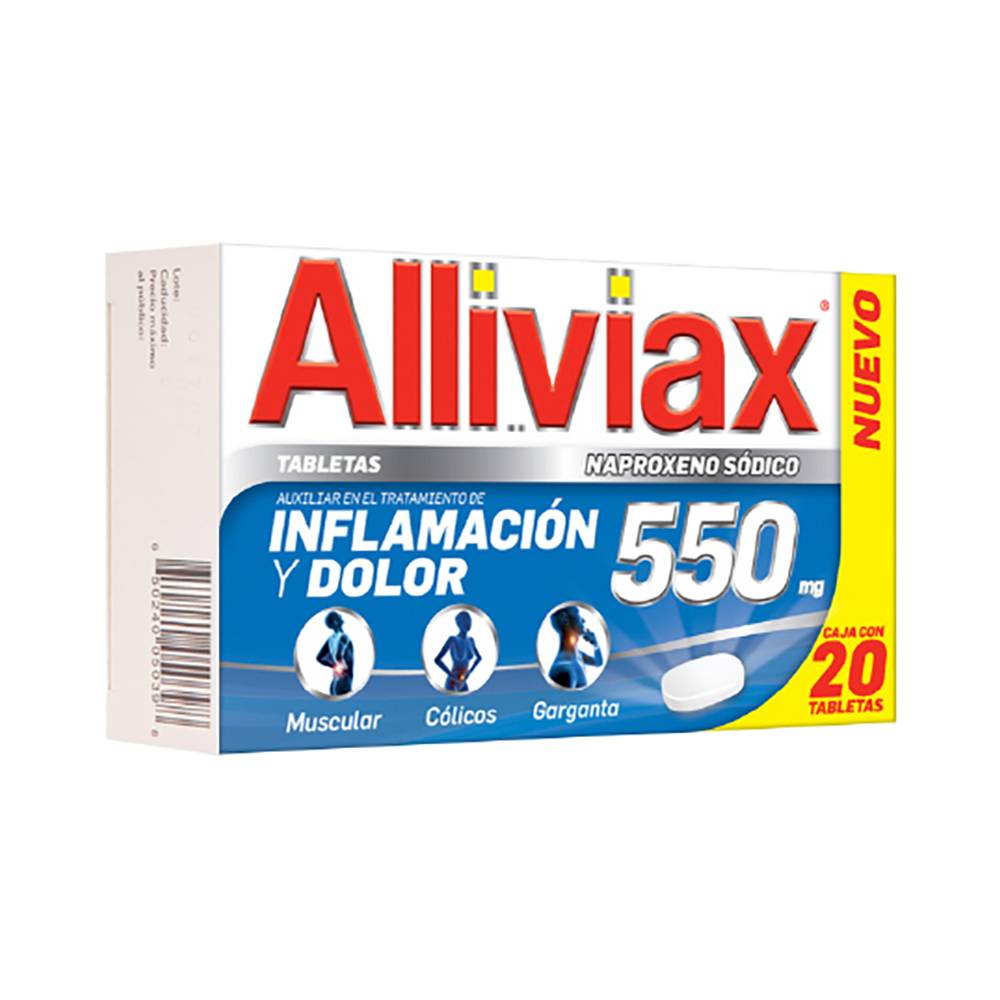 Alliviax naproxeno sódico tabletas 550 mg (20 piezas)