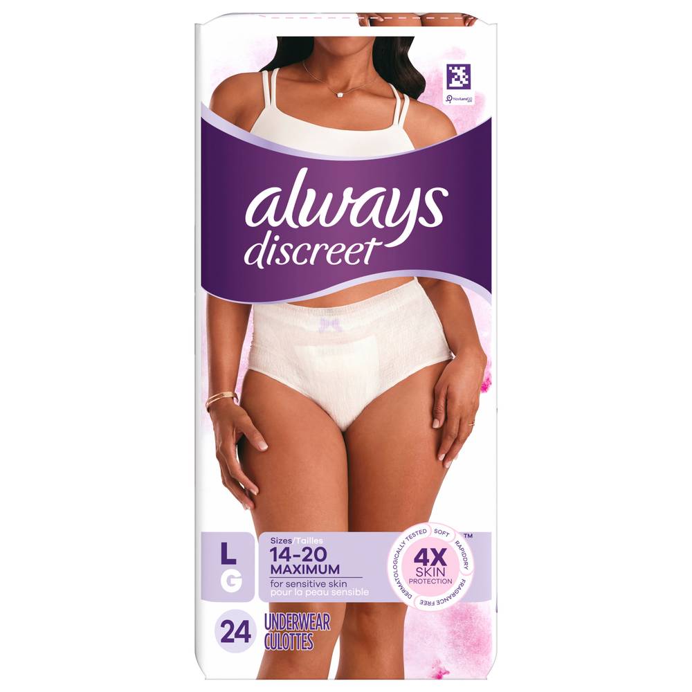Always Discreet L Maximum Plus For Sensitive Skin Underwear (24 ct)