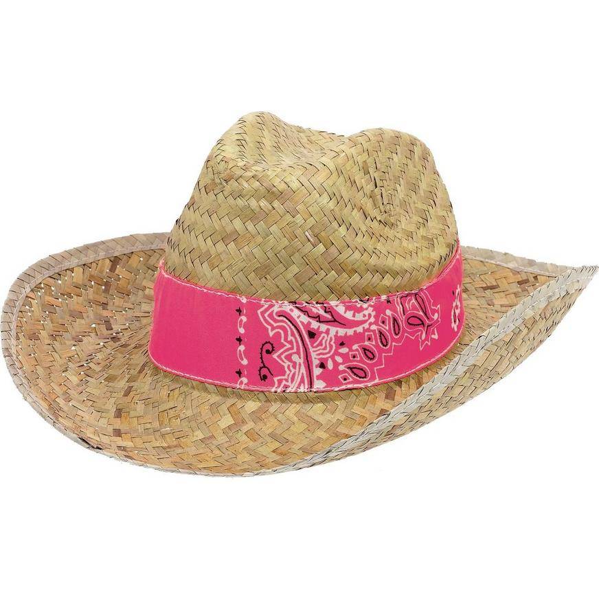 Party City Paisley Straw Cowboy Hat (14 in x 5.5 in)