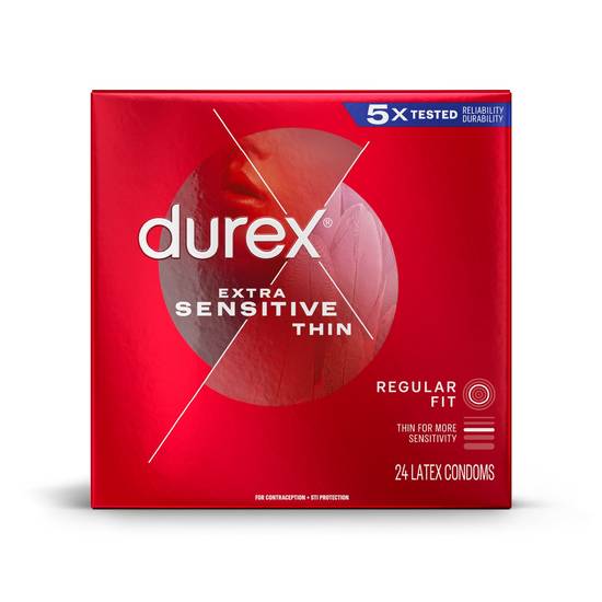 Durex Extra Sensitive Ultra Thin Lubricated Latex Condoms, 24ct