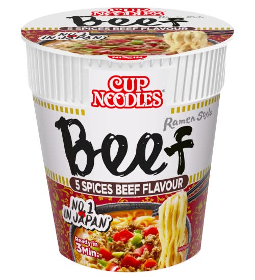 Nissin 5 Spices Beef, Instant Ramen Style Cup Noodles (64g)