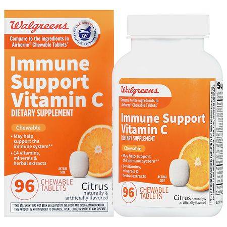 Walgreens Immune Support Vitamin C Chewable Tablets Citrus - 96.0 ea