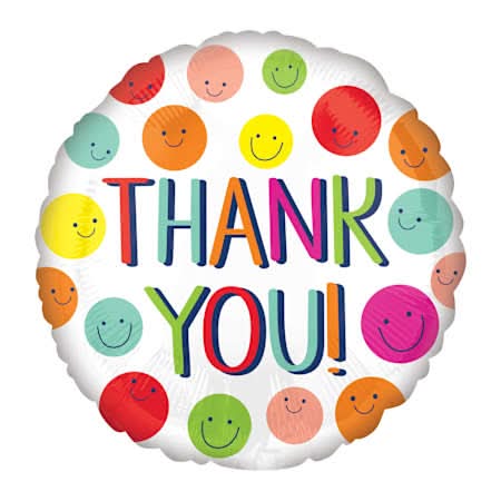 INFLATED 'Thank You!' Smiles Balloon 18in