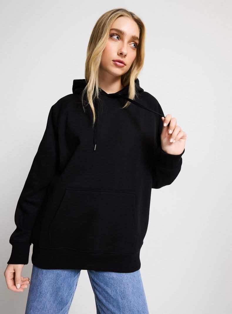 Opposite · Polerón con hoddie básico colores sólidos - m - Negro