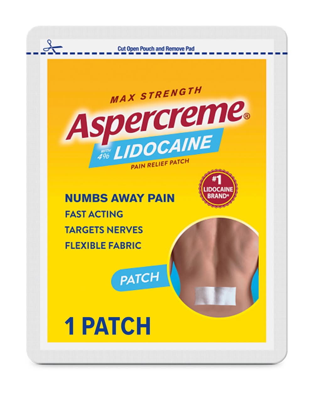 Aspercreme Odor Free Max Strength Lidocaine Patch, 10 cm x 14 cm (2.1 oz)
