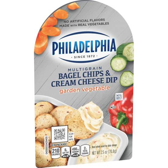 Philadelphia Multigrain Bagel Chips & Garden Vegetable Cream Cheese Dip Snack (2.5 oz)