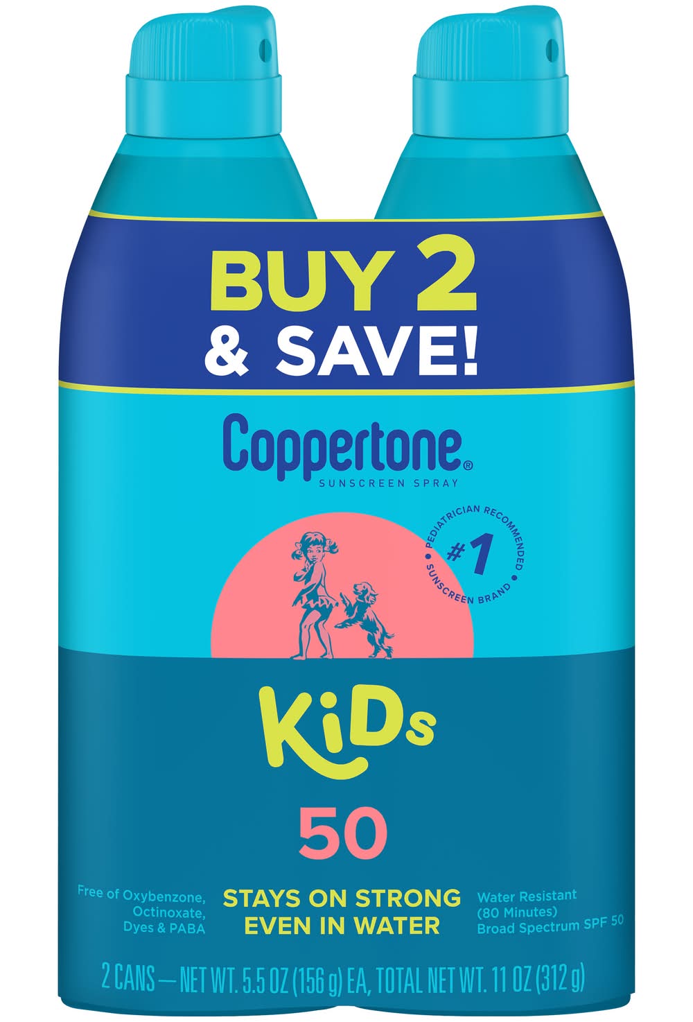Coppertone Twin pack Kids Sunscreen Spray (5.5 oz, 2 ct)