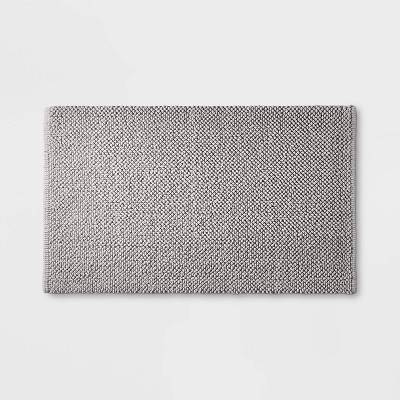 21"x34" Textured Bath Rug Gray - Casaluna™: Cotton, Woven, Low Pile, OEKO-TEX Certified