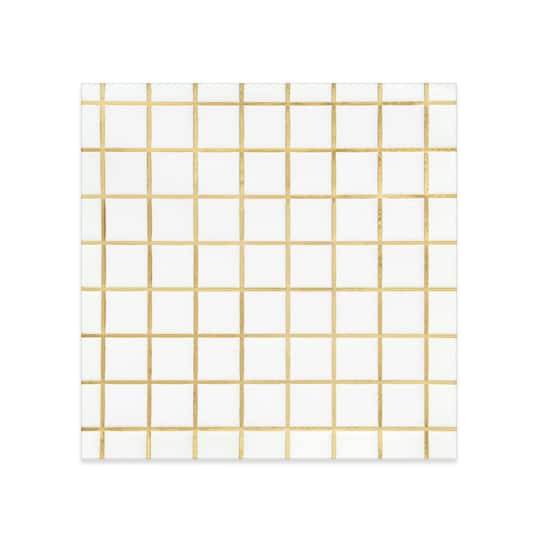 Gold Foil Grid Paper Beverage Napkins By Celebrate It, 16Ct.