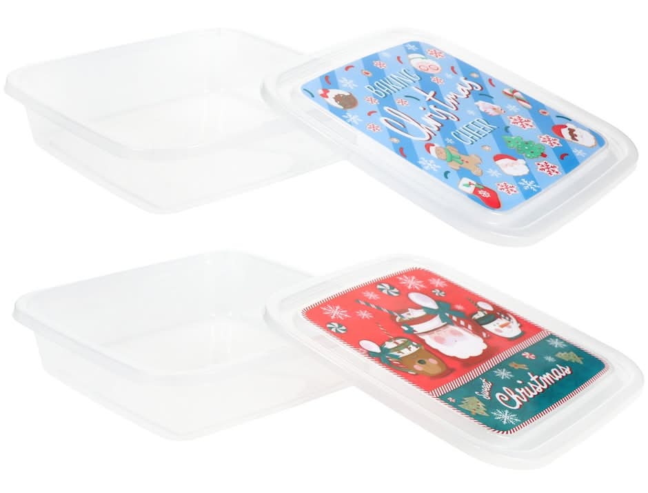 Christmas Themed Square Plastic Container