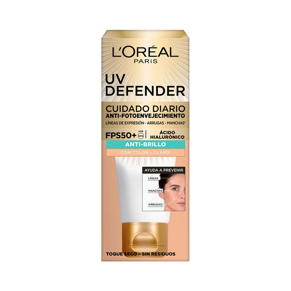 L'oréal protector solar uv defender claro fps 50+ (tubo 40 g)