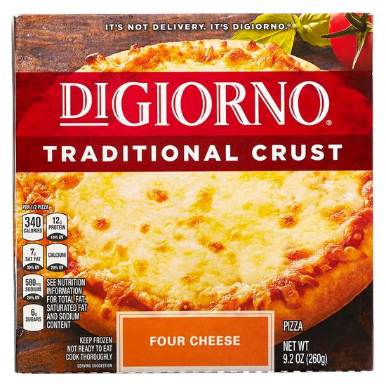 Order DiGiorno Frozen Traditional Crust Four Cheese Personal Pizza 6.5in 9.2oz food online from Everyday Needs by Gopuff store, Norfolk on bringmethat.com