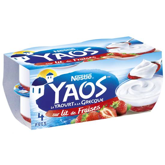 Yaos - Yaourt à la grecque nature sur lit de fraises (4 pièces)