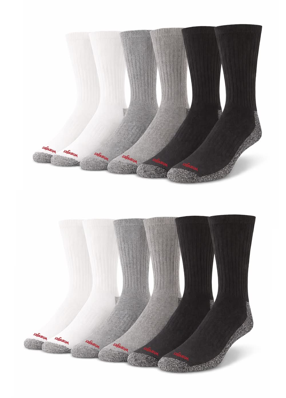 Wrangler Men's M Cotton polyester blend Crew Socks 6 -Pack
