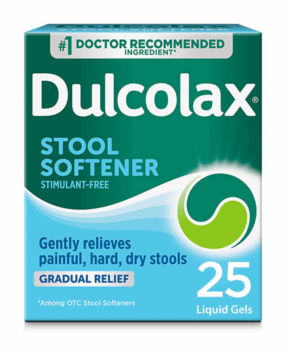 Dulcolax Stool Softener Laxative Liquid Gel Capsules 100 mg (25 ct)