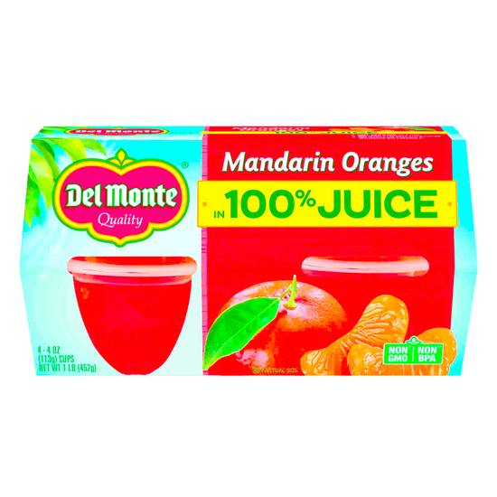 Del Monte Mandarin Orange Fruit Cup Snacks - 4 oz, 4 pk