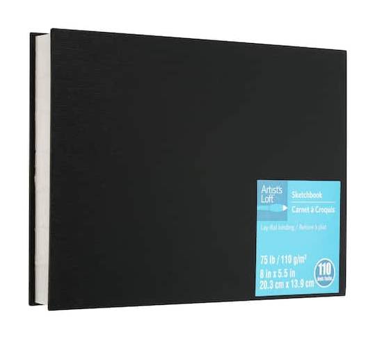 Artist's Loft Lay Flat Spineless Hardcover Sketchbook, 8.5X11 in, Black