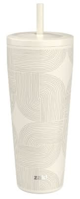 zak! Stainless Steel Lines Straw Tumbler 30 fl oz, Cream