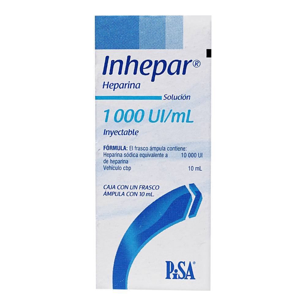 Pisa inhepar heparina solución inyectable 1000 ui/ml (frasco 10 ml)