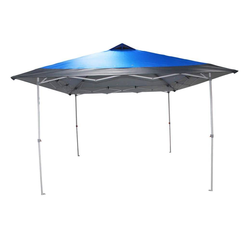 Everbilt 12 Ft. X 12 Ft. Blue Mega Shade Pop-Up Canopy With Grey Trim