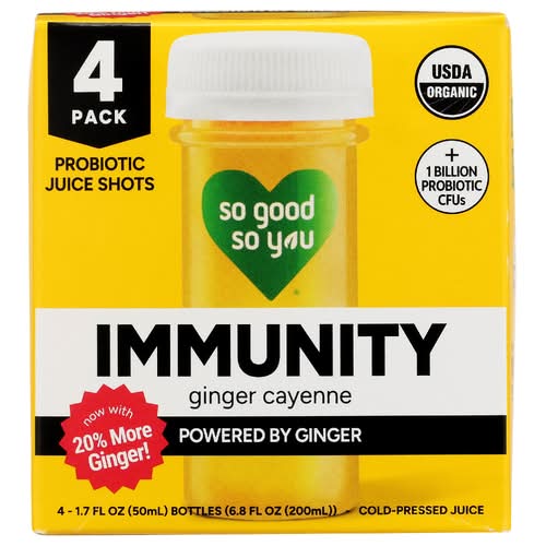 So Good So You Ginger Immunity Probiotic Shot 4 Pack