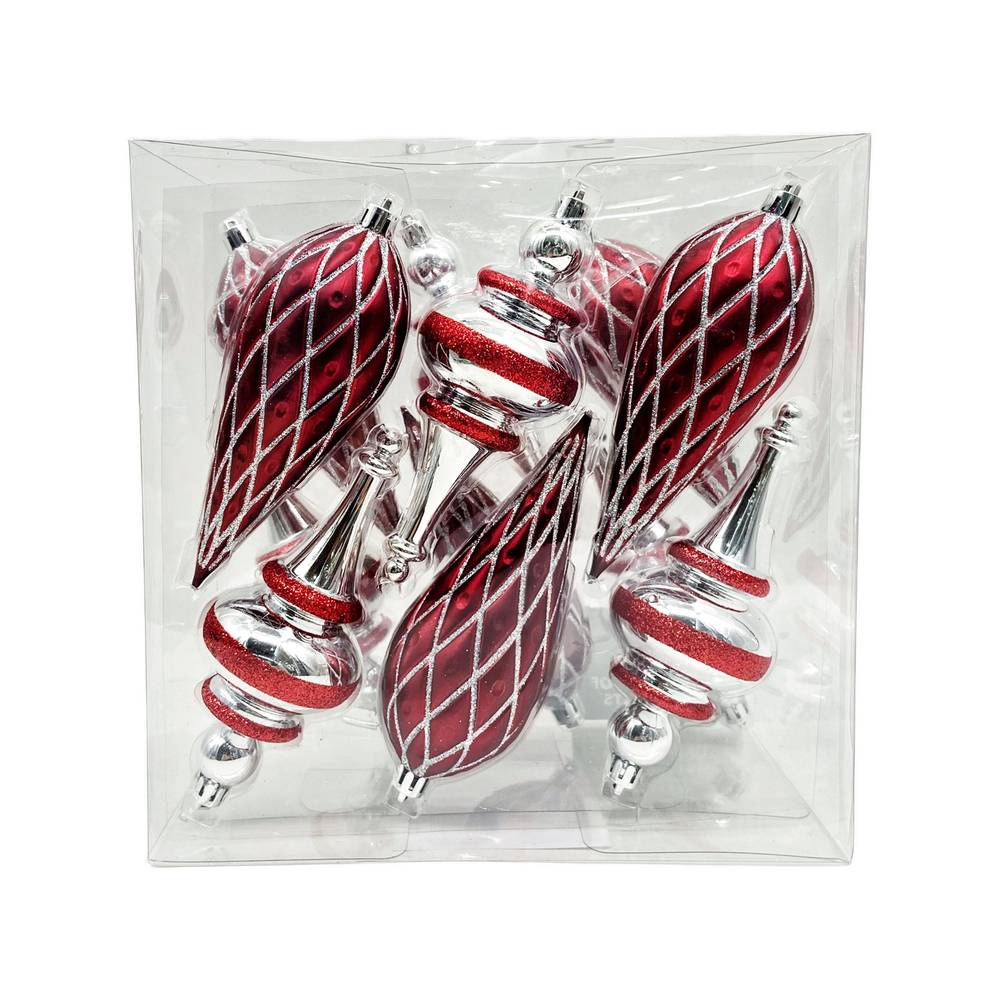 Holiday Living 12-count Multi Red and Silver Shatterproof Ornament Set | 014-922-4