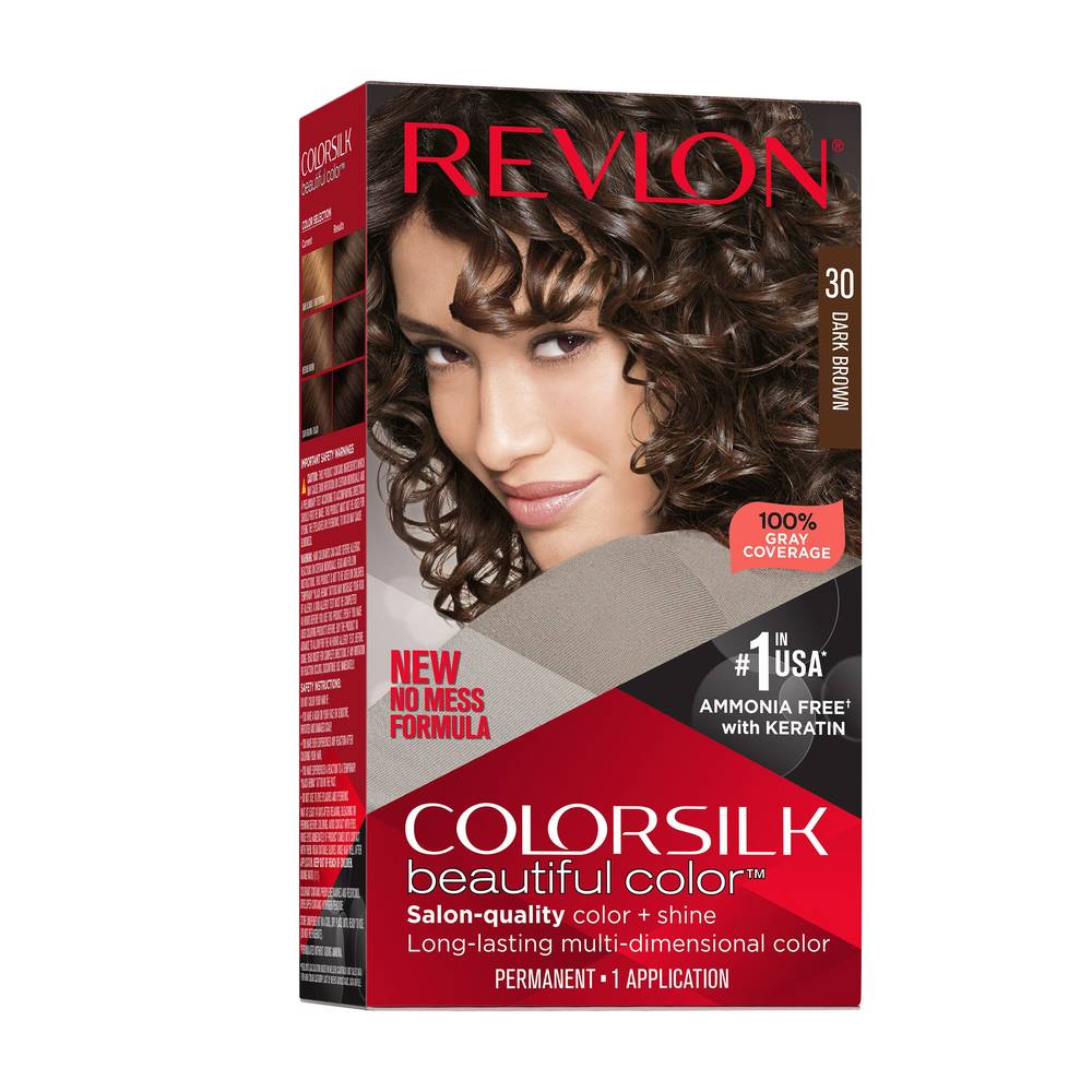 Revlon Colorsilk Beautiful Color Permanent Hair Color, 030 Dark Brown