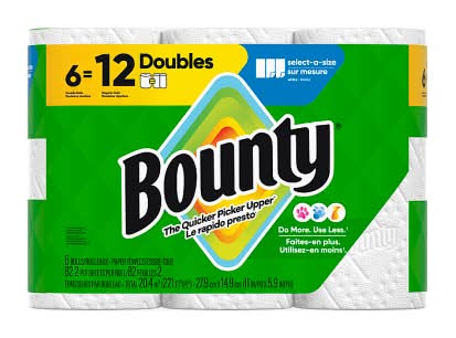Bounty Paper Towel Rolls, 27.9x14.9 cm, White (6 ct)