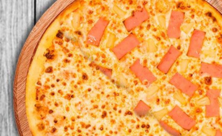 Pizza Mitad Hawaiana y Doble Queso