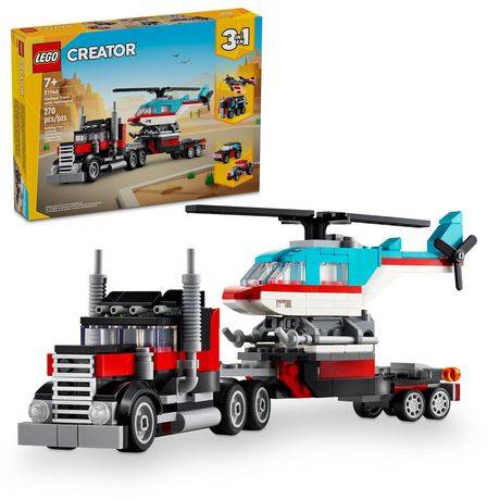 Lego Creator 3 in 1 Flatbed Truck With Helicopter Toy Age 7+ Years
