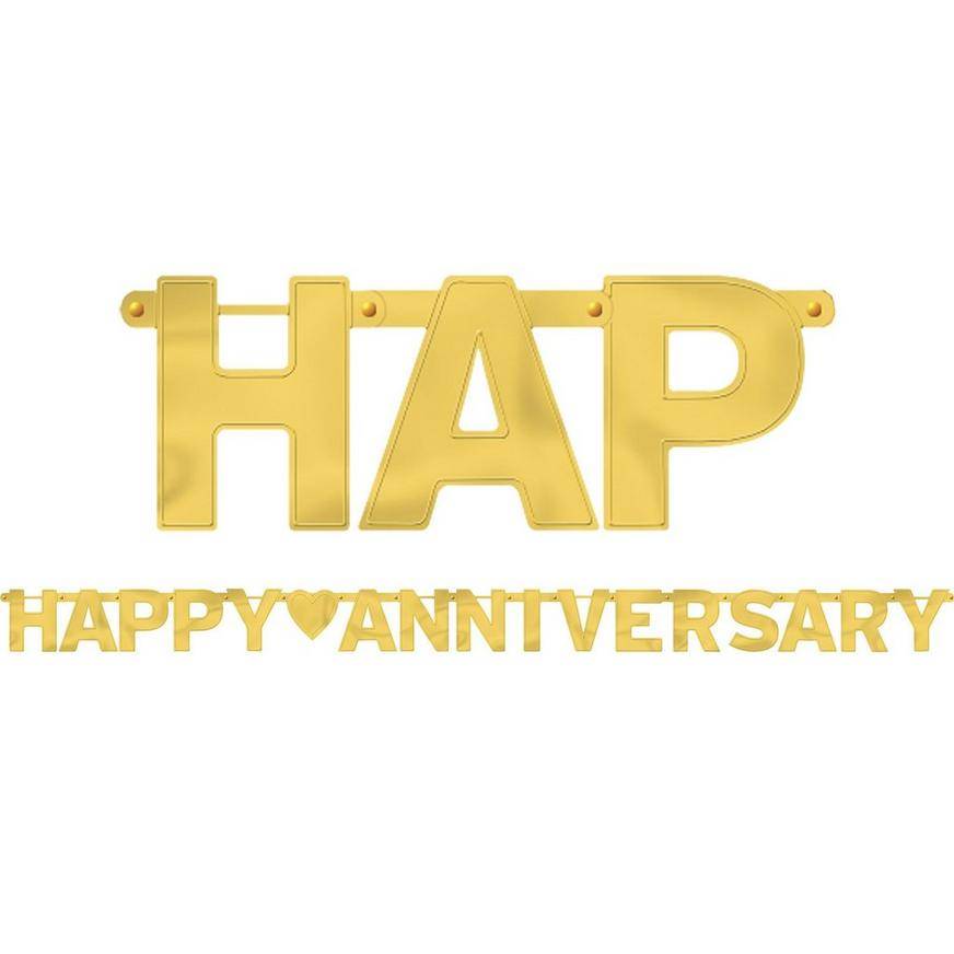 Party City Happy Anniversary Letter Banner (gold)