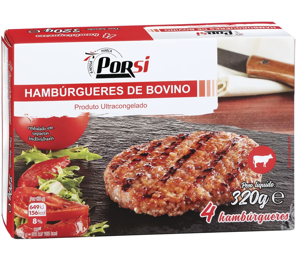 PorSi - Hamburguers de vaca, 4x80g, 320 g