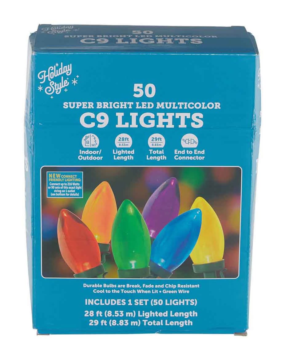 Holiday Style Super Bright C9 Led Lights, Assorted (50 ct)