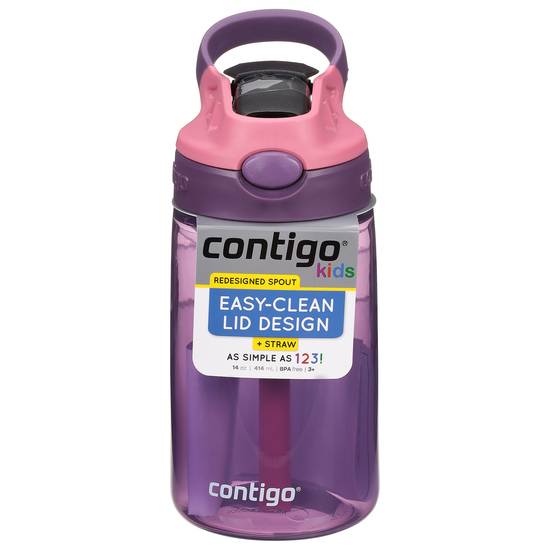 Contigo Kids Autospout Cleanable +Straw Eggplant Punch Water Bottle