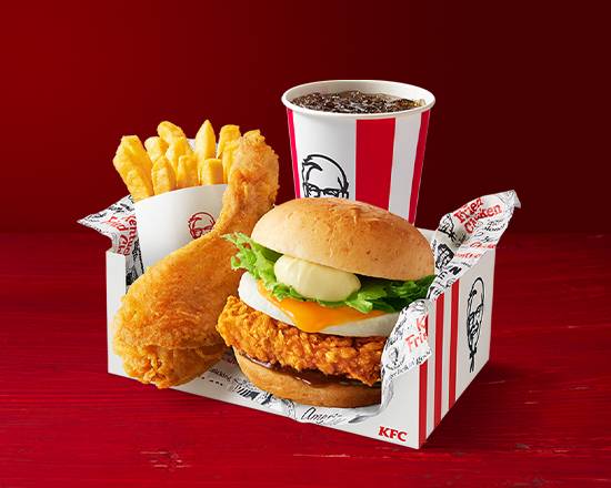 ハニーBBQソースのエッグフィレバーガーよくばりセット Honey BBQ Sauce Egg Filet Burger Abundant Combo