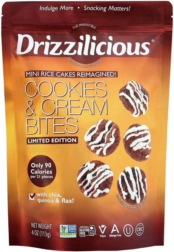 Drizzilicious Mini Rice Cakes Cookies & Cream Bites