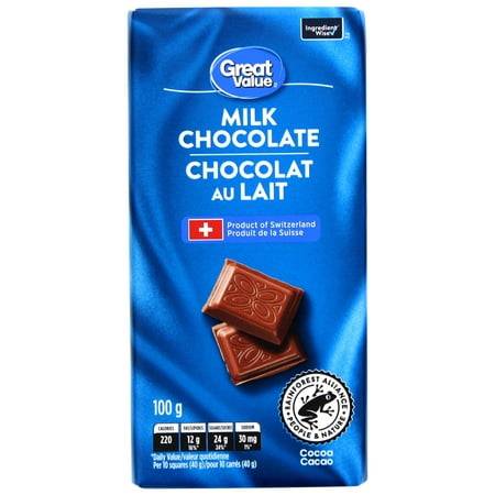 Great value great value chocolat au lait (100 g) - milk chocolate bar (100 g)