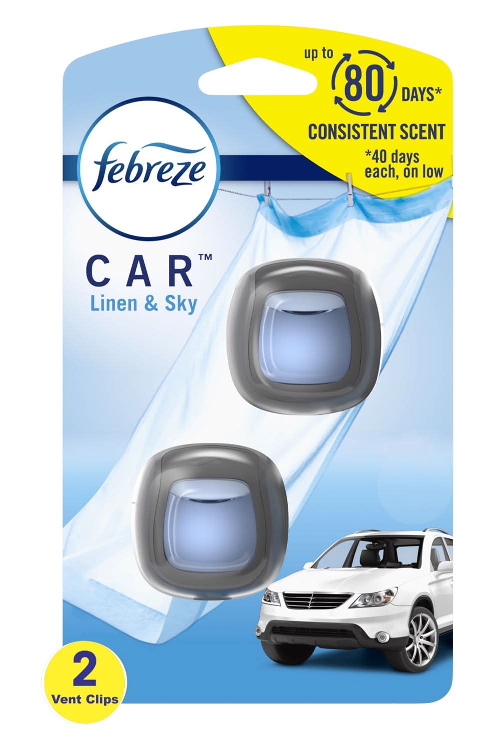 Febreze Linen And Sky Scent Car Air Freshener 0.06 Oz Liquid 2 Pk