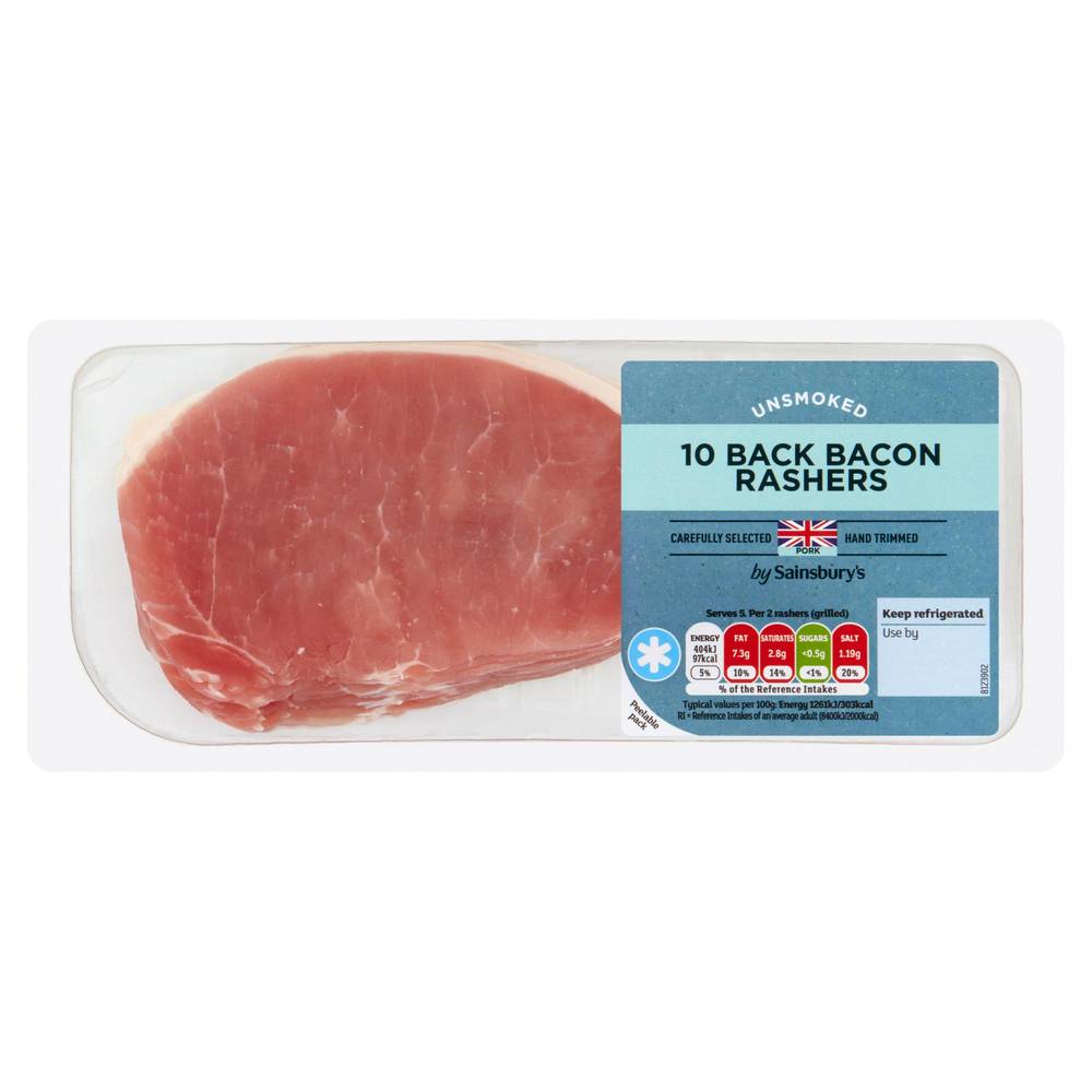 Sainsbury's Unsmoked Back British Bacon Rashers x10 300g