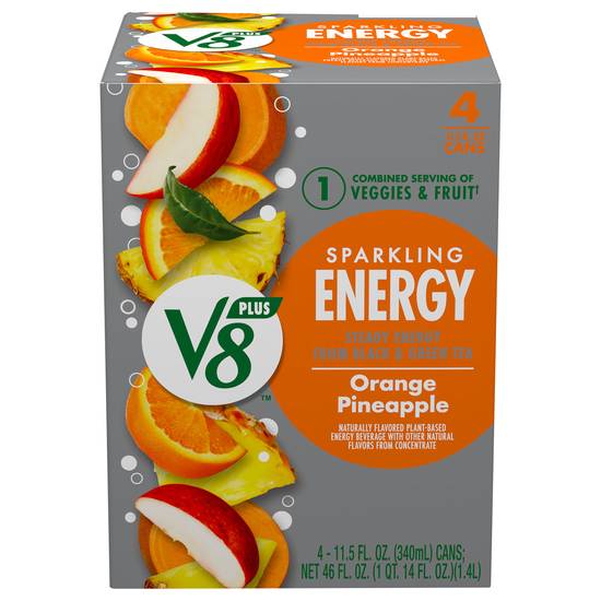 V8 Plus Energy Sparkling Energy Beverage (4 pack, 11.5 fl oz) (orange pineapple )