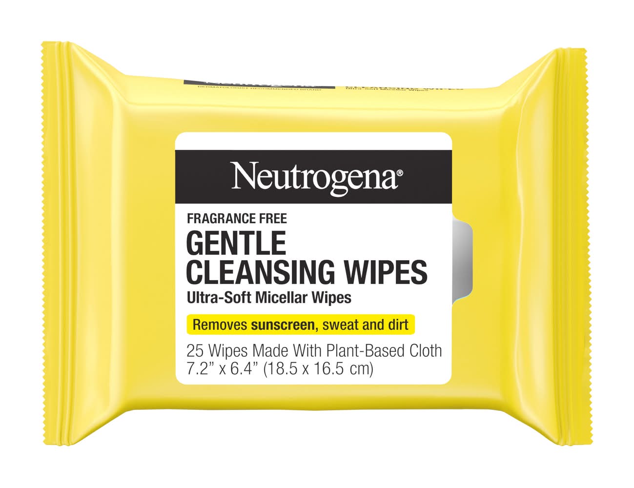 Neutrogena Fragrance Free Gentle Ultra Soft Micellar Face Cleansing Wipes, 7.2*6.4 in (25 ct)