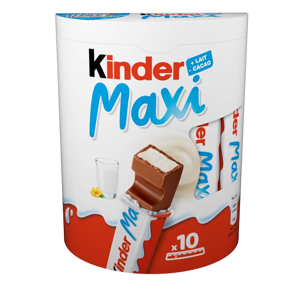 Kinder - Maxi barres de chocolat au lait (10 pièces)