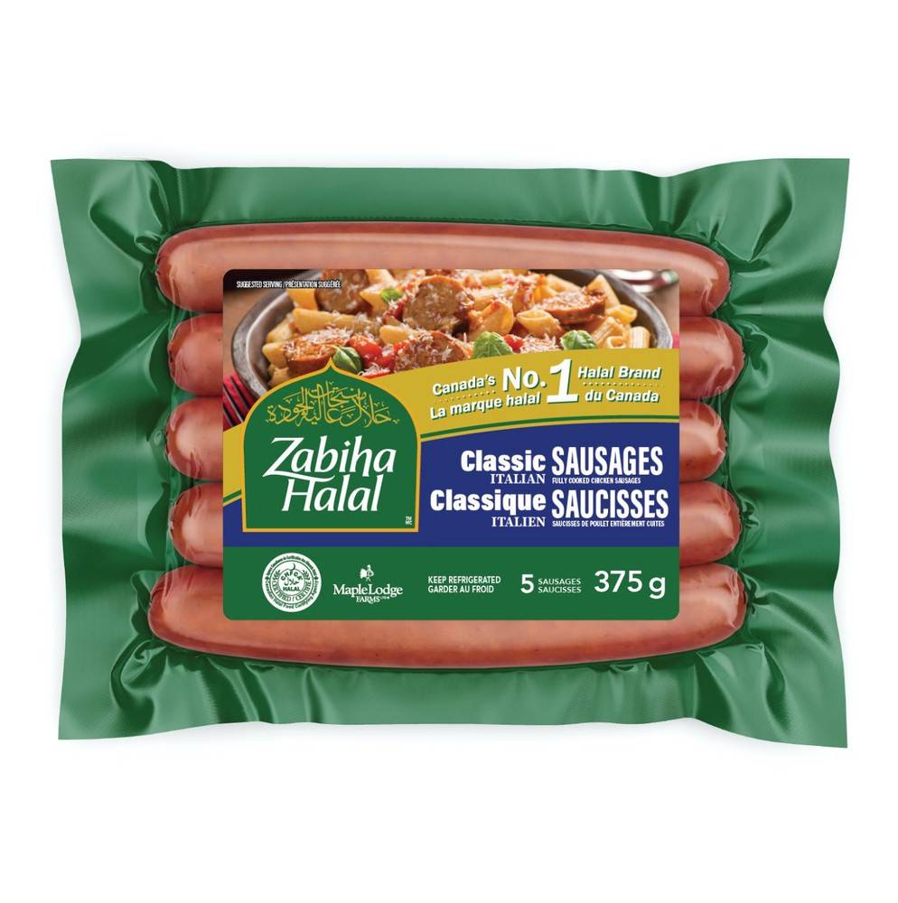 Zabiha Halal Fully Cooked Classic Italian Chicken Sausages (375 g)