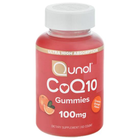 Qunol Gummies 100 mg Creamy Orange Flavor Coq10 (60 ct)