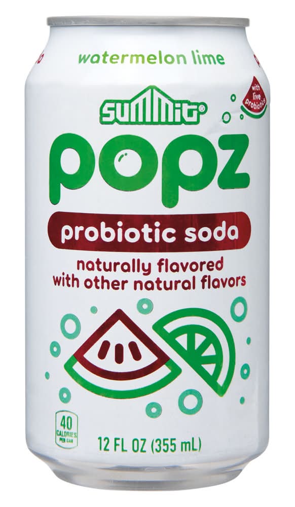 Summit Popz Probiotic Soda, Watermelon-Lime (12 fl oz)