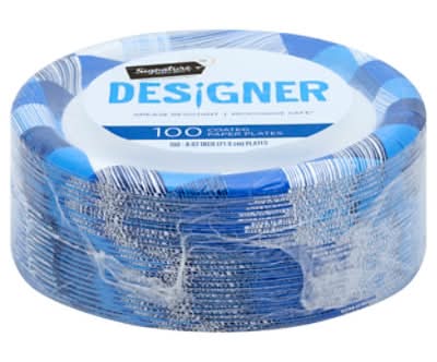 Signature Select Designer Coated Paper Plates, 8.62 in (100 ct)