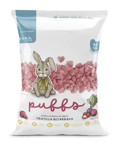 Kuna foods cereal puffs frutilla betarraga (bolsa 10 g)