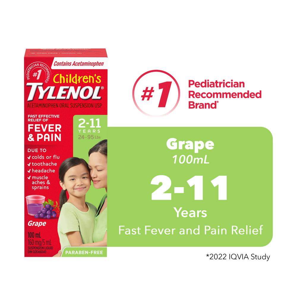 Tylenol Children's Oral Suspension Grape Punch Flavour (100 g)