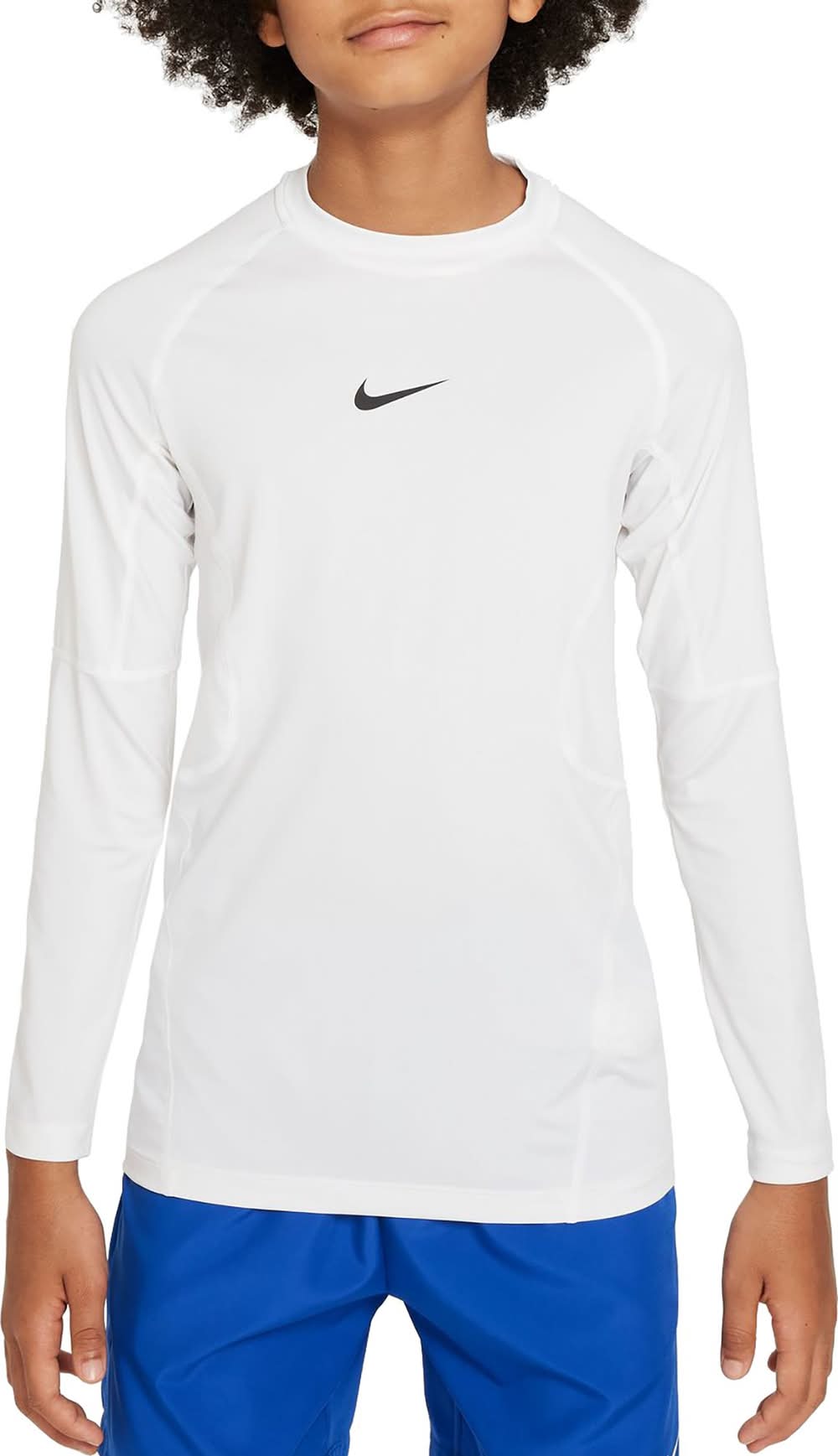 Nike Boys' Pro Dri-FIT Long Sleeve Shirt (White/Black, XL)