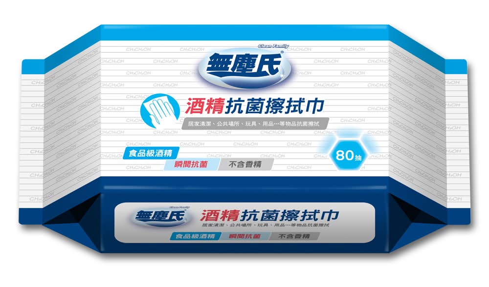 無塵氏 酒精抗菌擦拭巾80抽 <1PC包 x 1 x 1PC包>